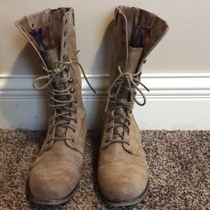 Madden girl distressed light tan combat boots